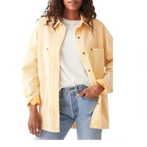 FAHERTY MEN'S SUNWASHED YELLOW DENIM OVERSHIRT JACKET SZ L
